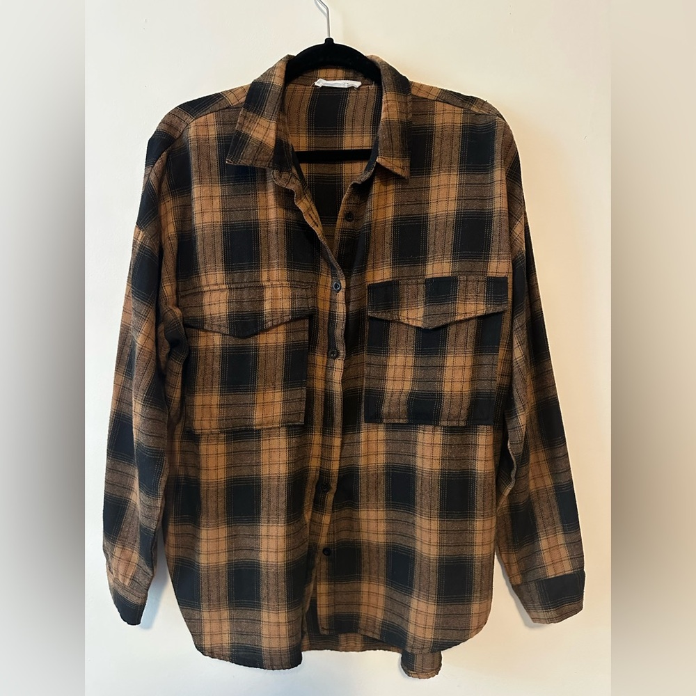 12th Tribe Fireside Mocha Plaid Flannel Sz OS